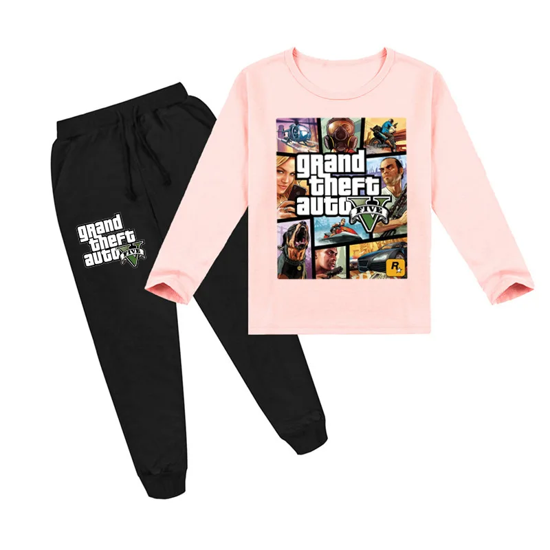 

Z&Y 2-16Y 2020 Fashion Grand Theft Auto V GTA 5 T Shirt Pants 2pcs Set Kids Long Sleeve Tops Boys Girls Trousers Leggings Sets