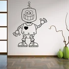 Забавный робот, наклейка на стену, милый робот, Виниловая наклейка, Роботизированная роспись, украшение для детской комнаты, декоративная интеллектуальная технология, наклейка s