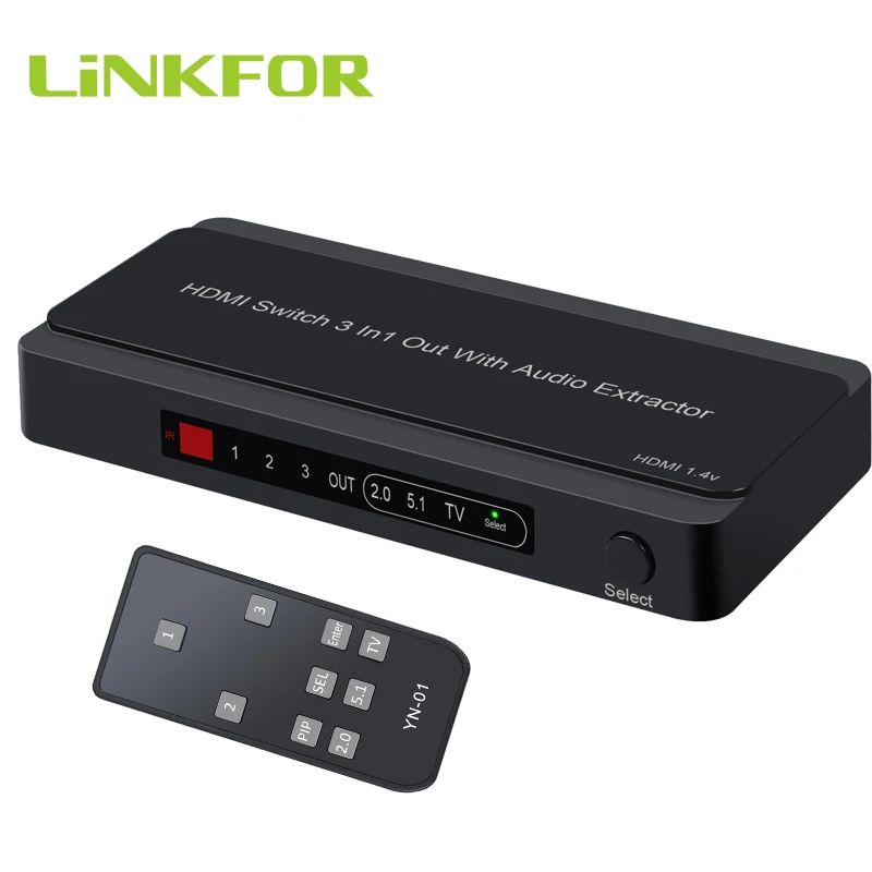 Переключатель LiNKFOR 4K с 3 портами HDMI переключатель 3x1 аудиоэкстрактором аналоговый