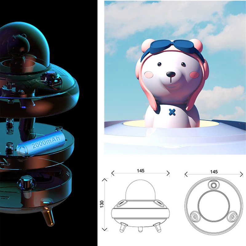 Увлажнитель-ночсветильник UFO с USB-зарядкой для дома и офиса | Лампы освещение