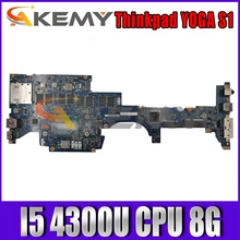 Akemy ZIPS1 LA-A341P Motherboard For Lenovo Thinkpad YOGA S1 Laptop Motherboard CPU I5 4300U 8G RAM 100% Test Work