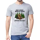Забавная Мужская футболка с коротким рукавом из 100% хлопка для любителей кемпинга Медведь, Великое пиво-это хорошо