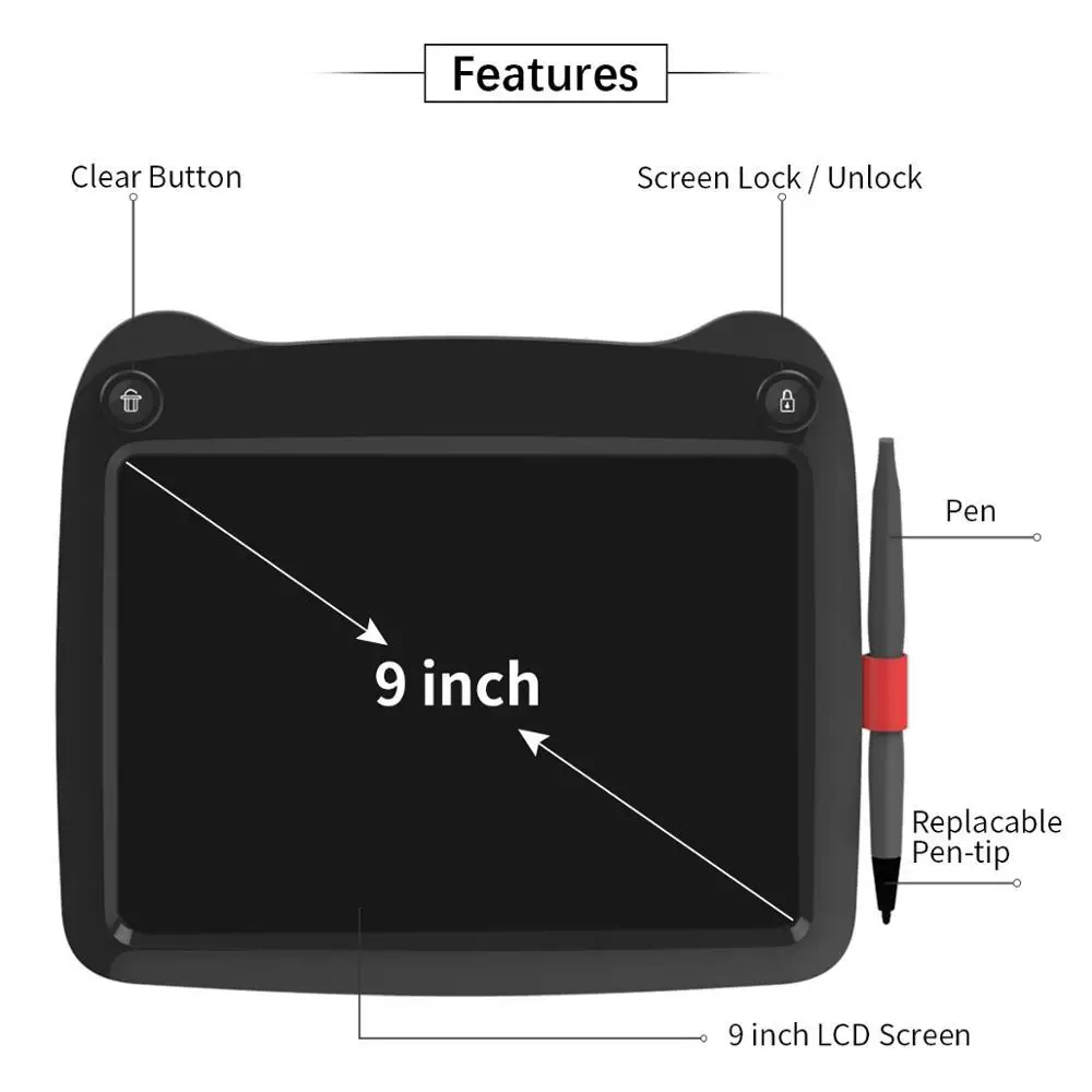 9 дюймовый ЖК планшет для письма рисования экологически чистый и умный бизнес
