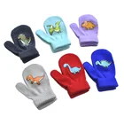 Детские перчатки 2020 зимние теплые вязаные варежки для мальчиков и девочек с рисунком в виде динозавра для перчатка для детей в возрасте от От 1 до 5 лет