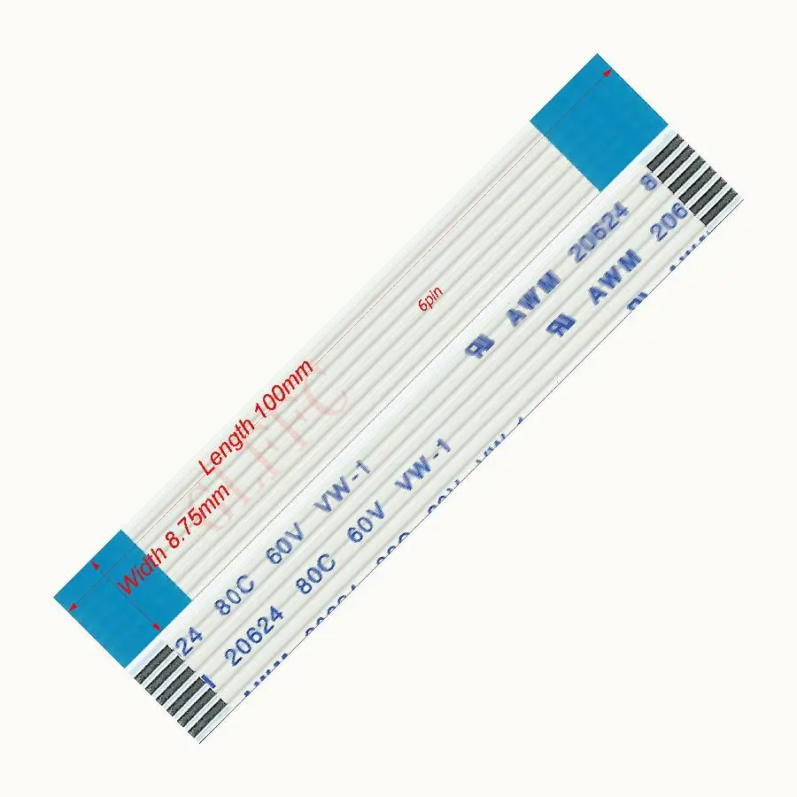 6pin 1 25 шаг 100 мм 1200 a тип Гибкий плоский кабель FFC awm 20624 ROHS для ttl lcd DVD