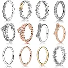 12 стилей, Классические серебряные кольца с бантом из розового золота, корона с ромашками, Кристальные свадебные и вечерние кольца для женщин, ювелирное изделие, подарок