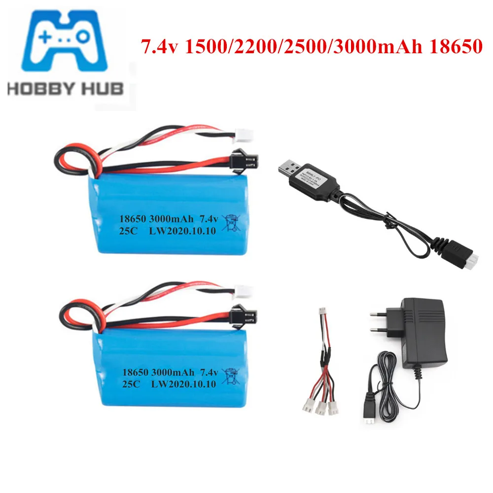 74 v 1500mah 2500mah 3000mah 18650 батарея для wpl mn99s d90 u12a s033g q1 h101 74 v ба
