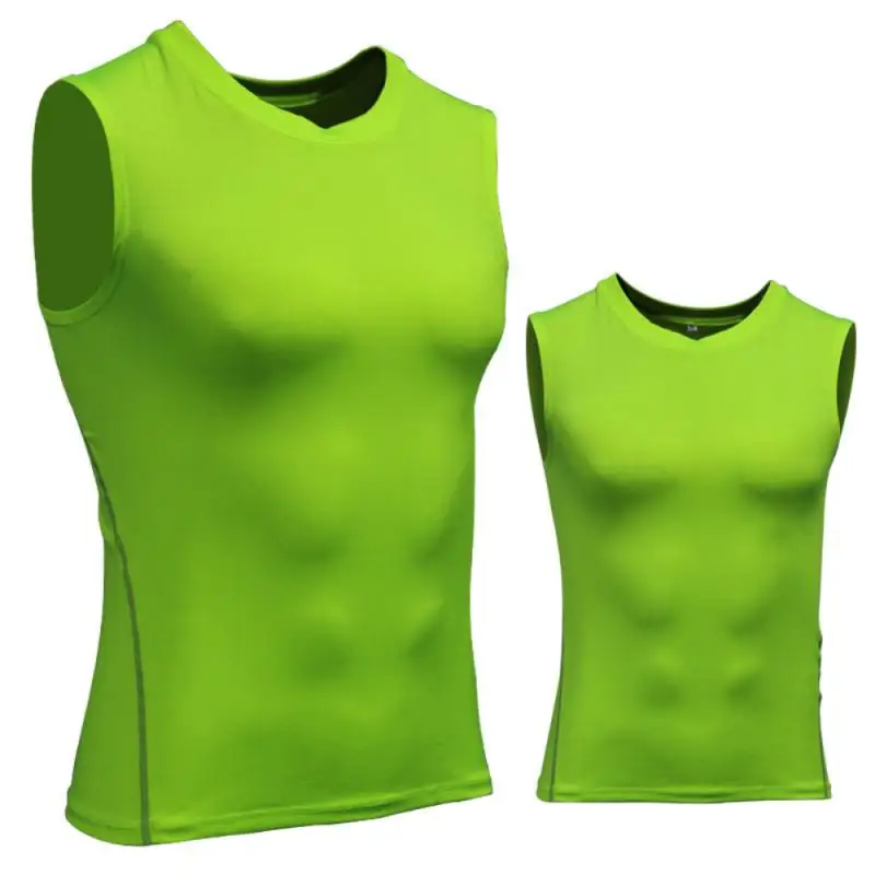 

Sports fitness clothes quick-drying clothes fitness tops running training stretch compression vest breathable tights men T-Shirt