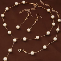 stainless steel elegant pearl jewelry sets for woman sweet temperament necklace bracelet earrings suit fashion jewelry accessory