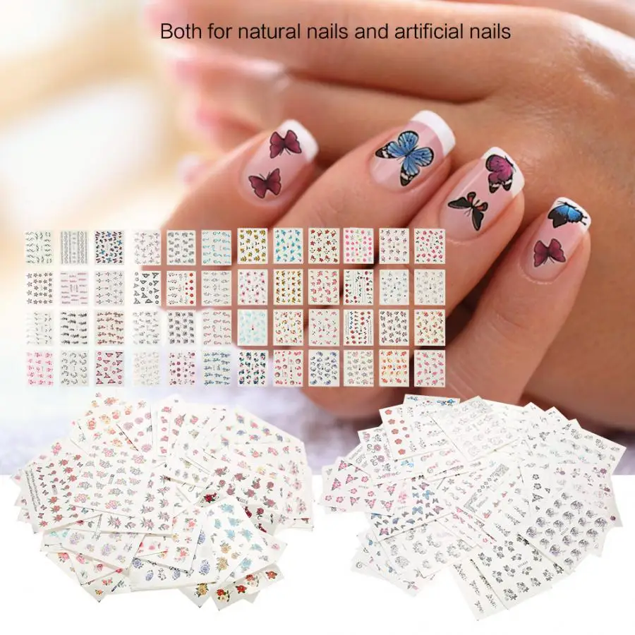 50 листов наклейки для дизайна ногтей смешанные цветы искусственная наклейка