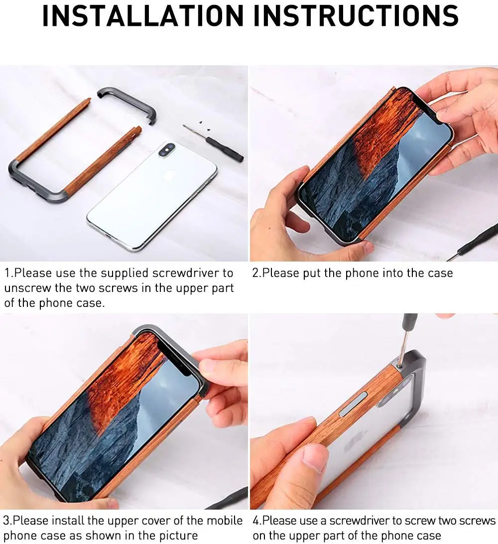 Роскошные винт Алюминий металлический деревянный противоударный чехол для iPhone XS