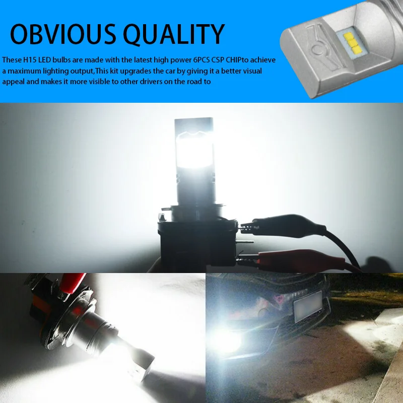 2 шт. H15 светодиодные противотуманные фары 30 Вт CSP 1919 Chip SMD светодиодный High Power White