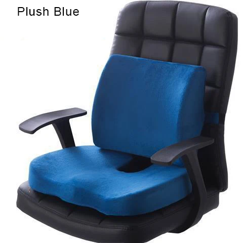 Plush Blue 2 шт. ортопедические пены памяти Автомобильное сиденье Подушка задняя подушка набор медленный отскок для офисного стула поддержка талии копчик облегчение боли - Цвет: Plush Blue