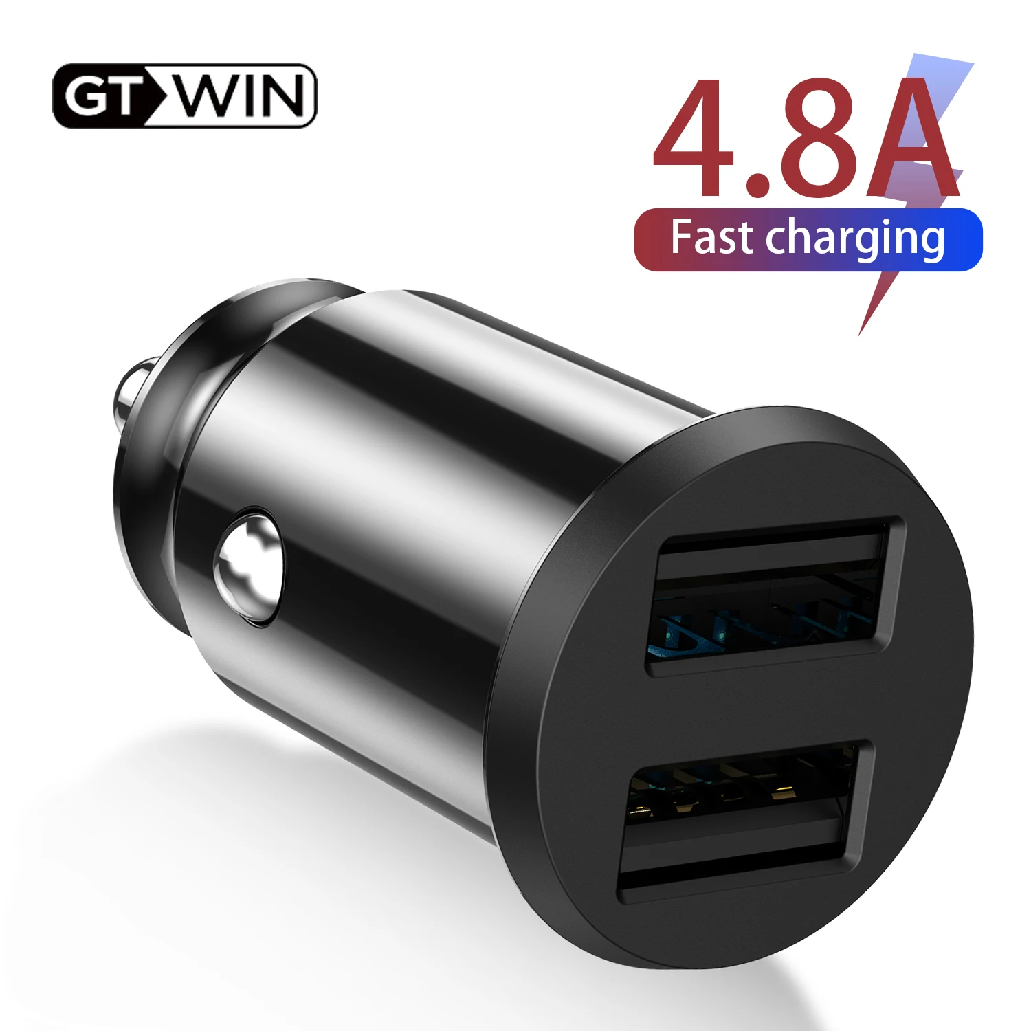 Автомобильное зарядное устройство GTWIN 4.8A с 2 USB портами для iPhone Xiaomi Samsung мобильный
