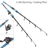 2 4m carbon fiber lure fishing rod spinning casting rod 6 section telescopic ultra light travel fishing pole lure tackle