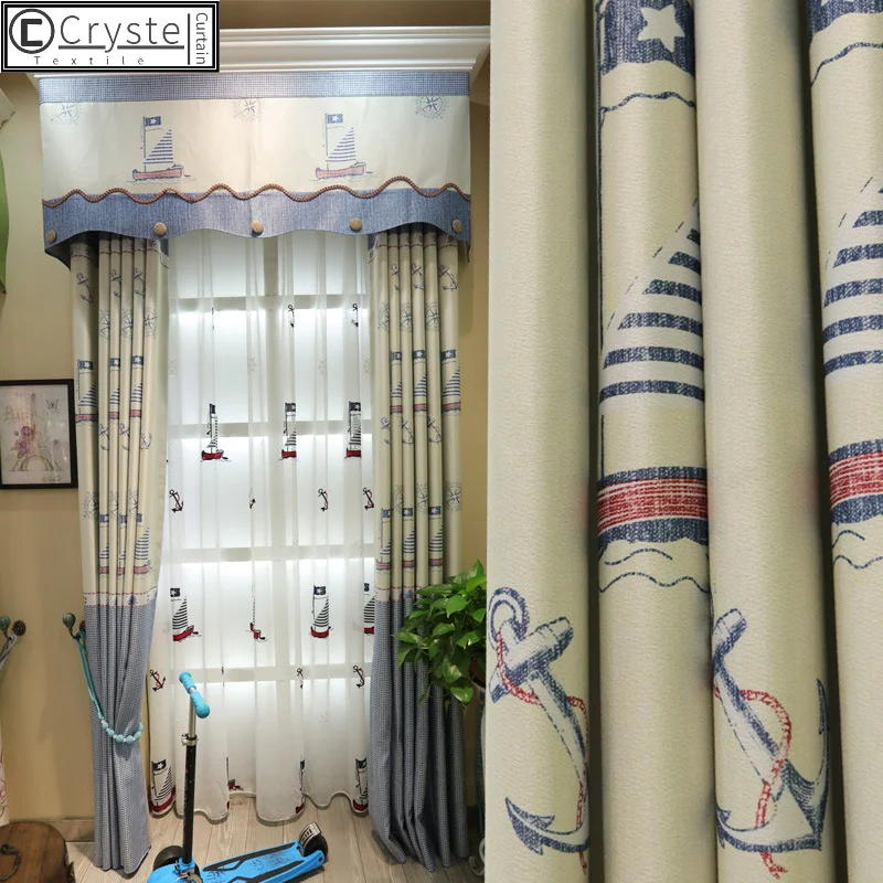 

Голубые Мультяшные Детские занавески, затеняющие оконные шторы с принтом для гостиной, столовой, спальни.
