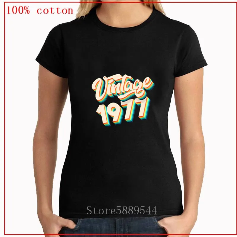 Винтаж 1977 для женщин Футболка классический 43 лет День рождения женская уличная