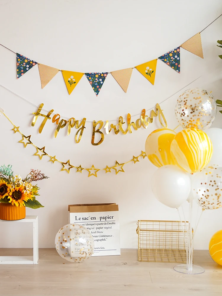 

Birthday decoration balloon background wall baby birthday party scene Art Deco photo background decoration