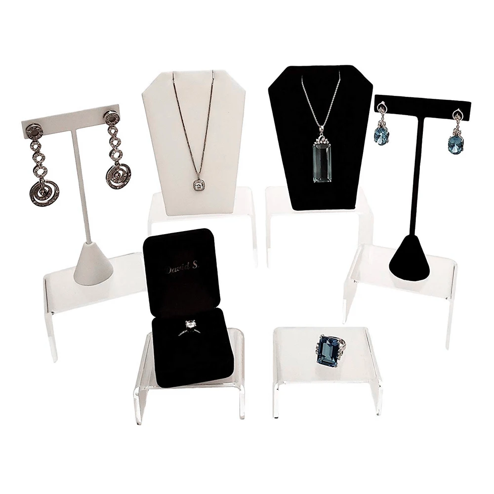 3 шт. прозрачные акриловые подставки для ювелирных изделий|Подставки хранения и