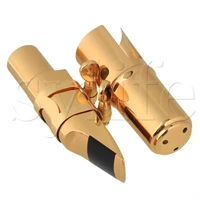 b flat tenor saxophone mouthpiece cap ligature gold plated 7 good sound