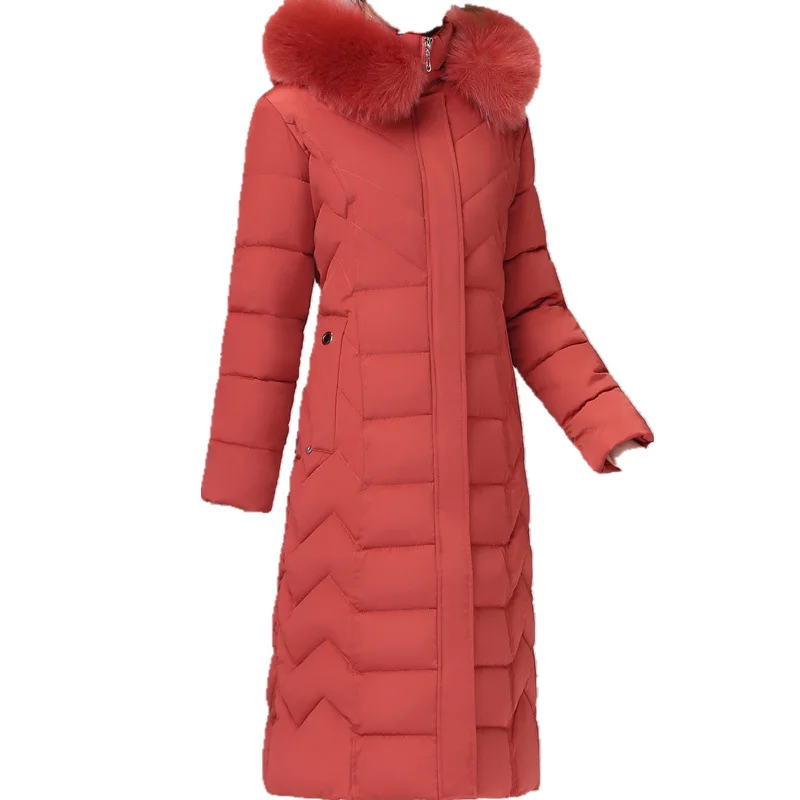 

Hot Selling Extended Knee-down Feather Cotton-padded Clothes Elderly Thick Warm New Style Slim Fit Slimming Plus-sized