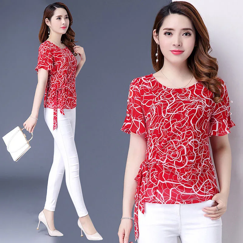 Женские весенне-летние стильные шифоновые Блузки Рубашки повседневные короткий