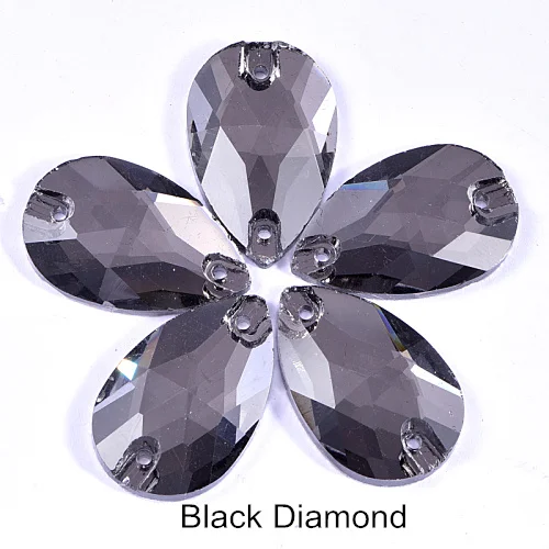 Black Diamond Каплевидные стразы, много цветов, пришивные стразы с плоской задней стороной, стеклянные хрустальные каплевидные стразы, свадебное платье F0155 - Цвет: Black Diamond