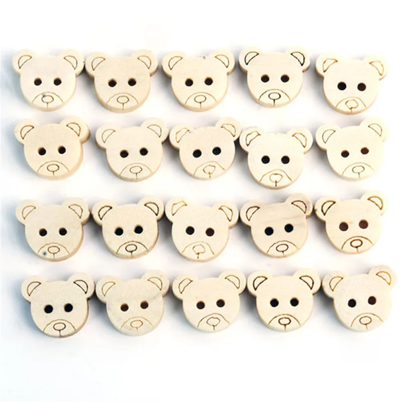 100 искусственные деревянные пуговицы в виде маленького мишки тедди рукоделие