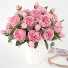 30 см розовый Искусственный Пион из шелка цветочный букет пионы дешевые искусственные цветы для дома свадебное украшение в помещении