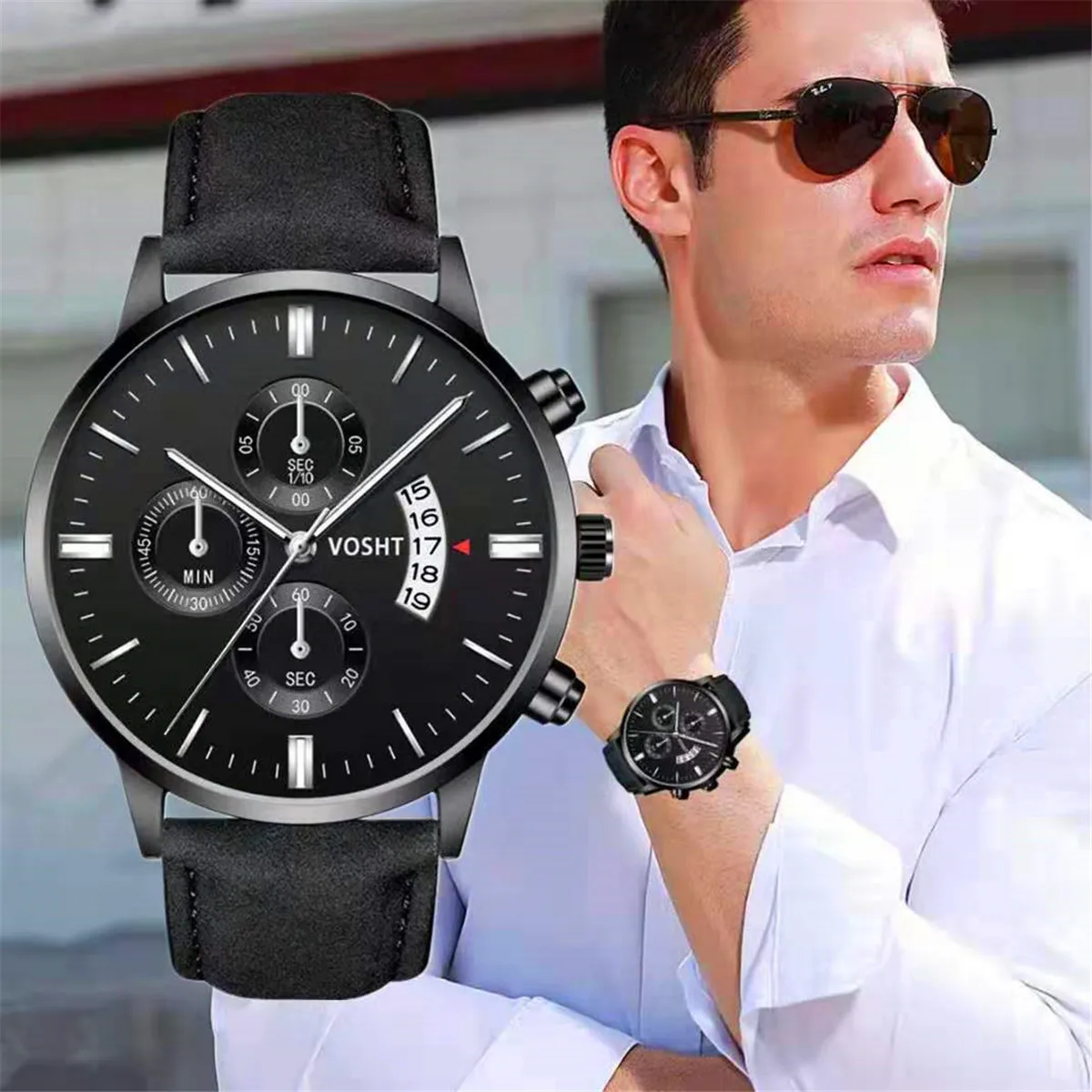 Relogio Masculino, аналоговые часы с датой, мужские модные спортивные часы из нержавеющей стали, чехол с кожаным ремешком, кварцевые деловые наручные часы для мужчин