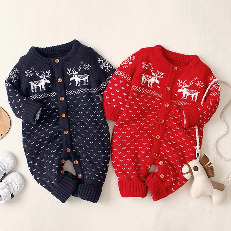 

Рождественские детские комбинезоны, комбинезоны для новорожденных мальчиков и девочек, новогодние костюмы, вязаные детские комбинезоны с ...