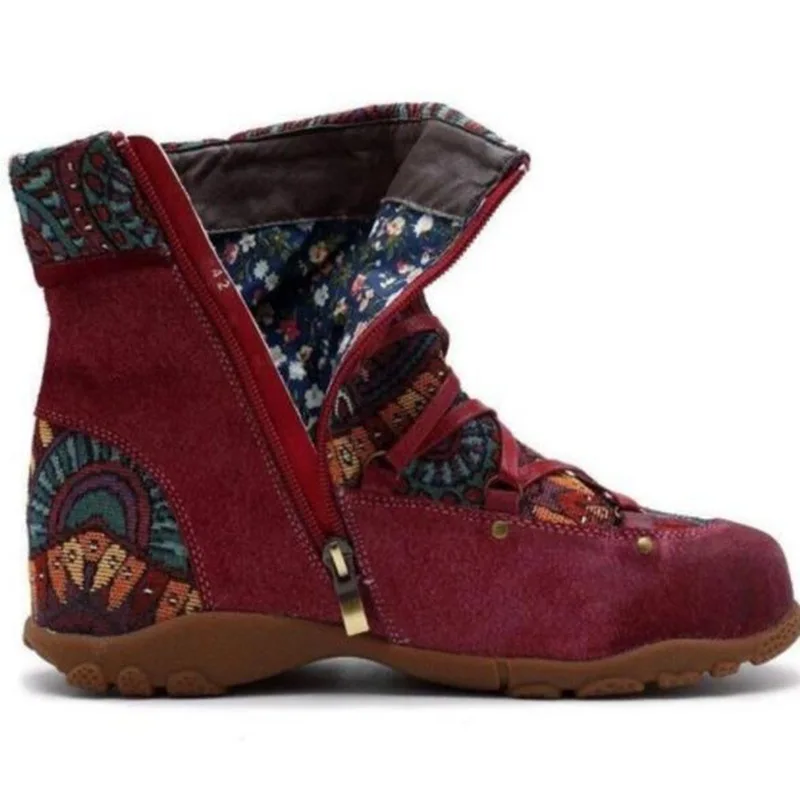 

National style big size short boots women 2020 new versatile anti slip side zipper round head barefoot trend