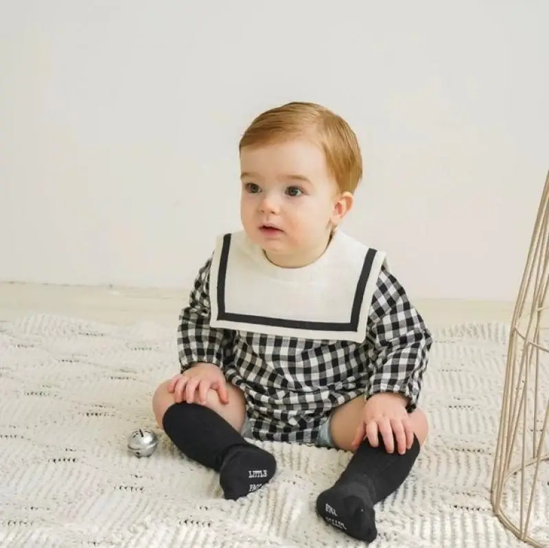 

2022 Baby Boys Girl Bodysuits Spanish Newborn Cute Plaid Romper Infant Cotton Long Sleeve Jumpsuit Toddler Boy One Piece Clothes