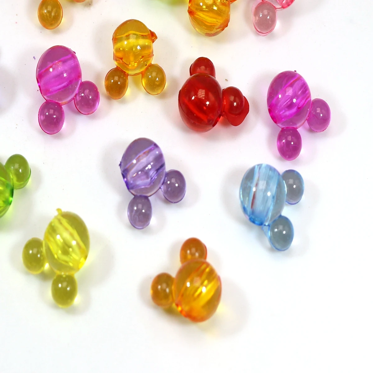 

150 Mixed Colour Transparent Acrylic Mouse Face Beads 12mm Kids DIY Crafts