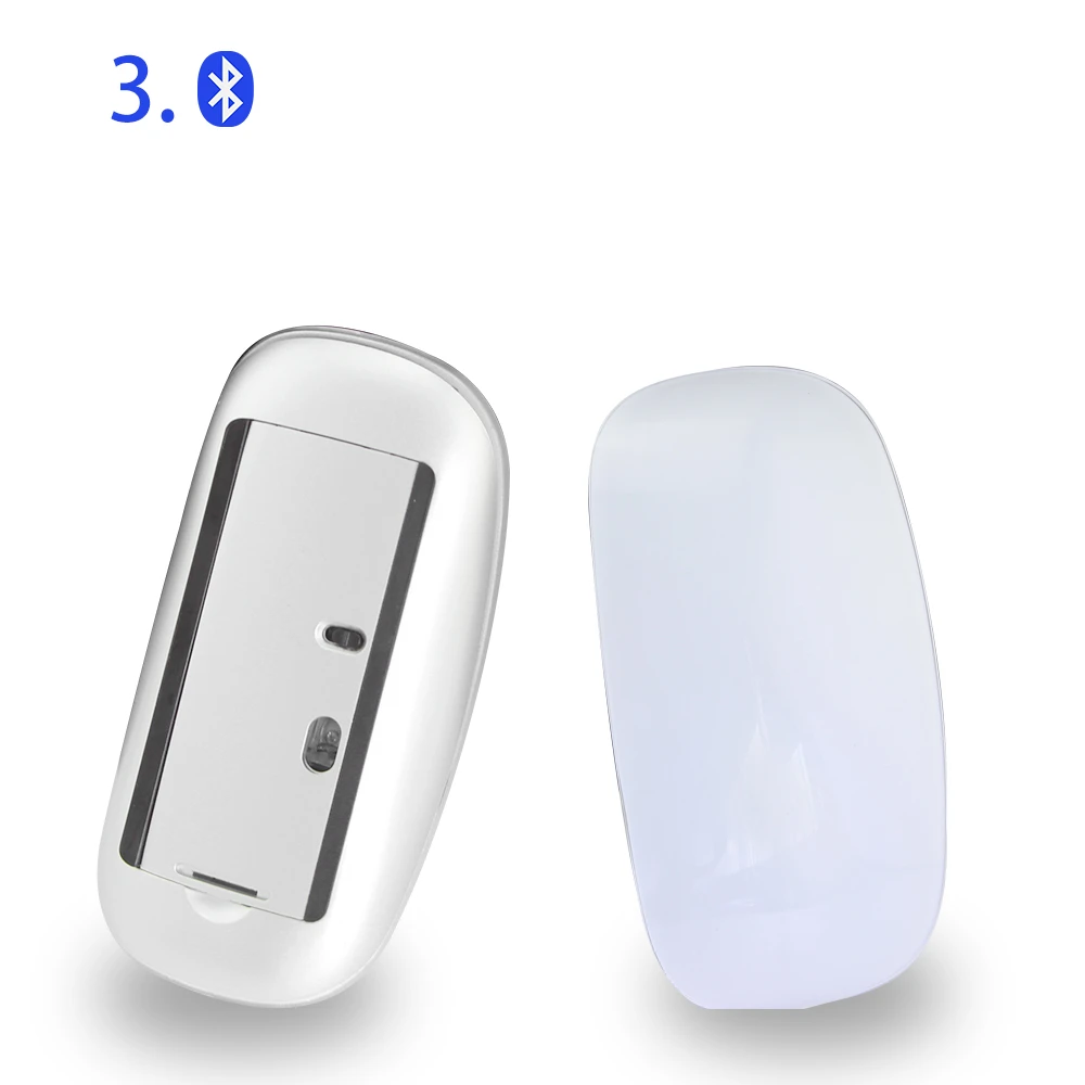 Беспроводная Bluetooth мышь, оптическая компьютерная мышь, сенсорная прокрутка, 1600 dpi, волшебная эргономичная, Mause, ультра тонкая, для Apple, ноутбука, ПК - Цвет: Белый