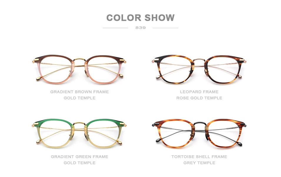 

B-Titanium Glasses Frame Vintage Unisex Full Rim Optical Eyewear Ultralight Clear Lens Prescription Myopia Eyeglasses Women Men