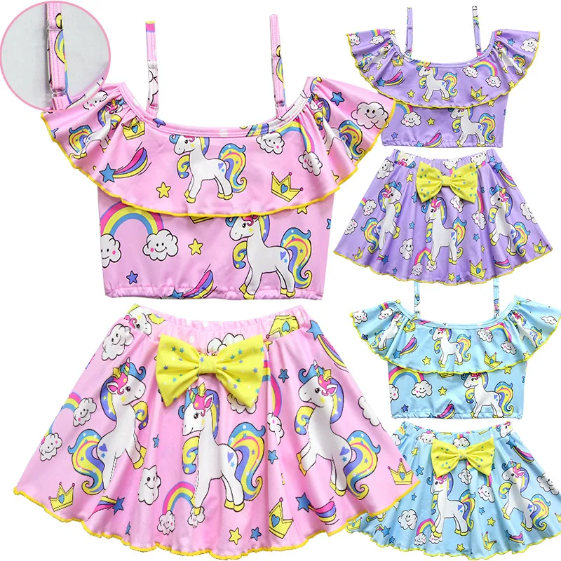 Женский раздельный купальник с единорогом милые детские купальники бантом