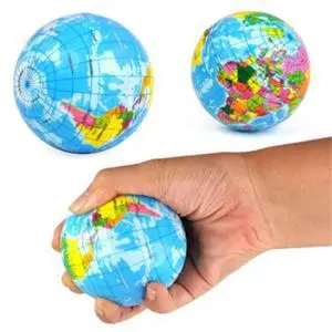 

Pizies Hot Selling Brief Earth Globe Stress Relief Bouncy Foam Ball Kids World Geography Map Ball