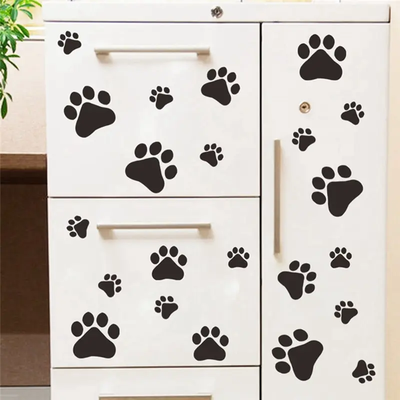 Мультфильм собака кошка ходячая лапа печать наклейки на стену для детских комнат
