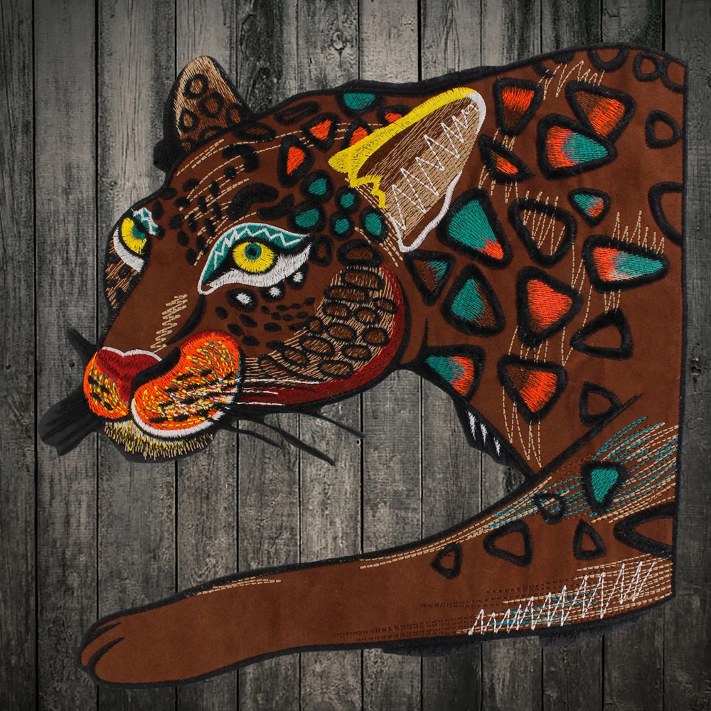 Вышивка властная большая леопардовая нашивка для пришивания аппликация