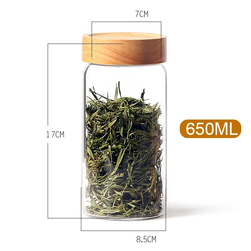 Стекло банку с бамбуковой крышкой герметичный канистра Еда хранения Контейнер