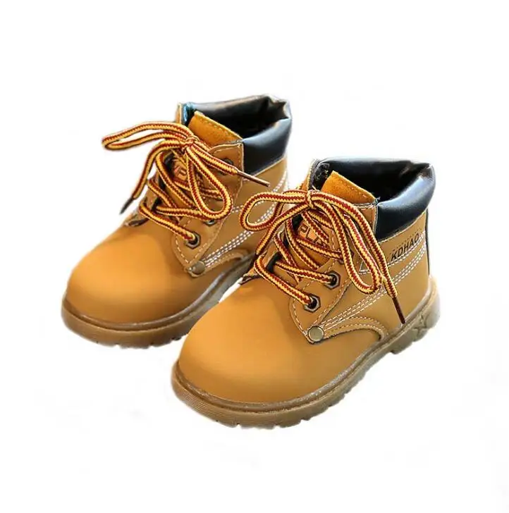 Детские ботинки для мальчиков и девочек кожаные сапоги модные Водонепроницаемый
