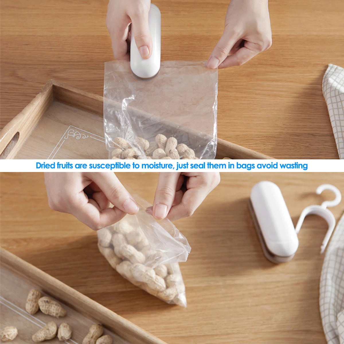 

Portable 2 In 1 Mini Sealing Machine Kitchen Tool Snacks Packaging Vacuum Plastic Bag Heat Sealing Machine Closing Capper