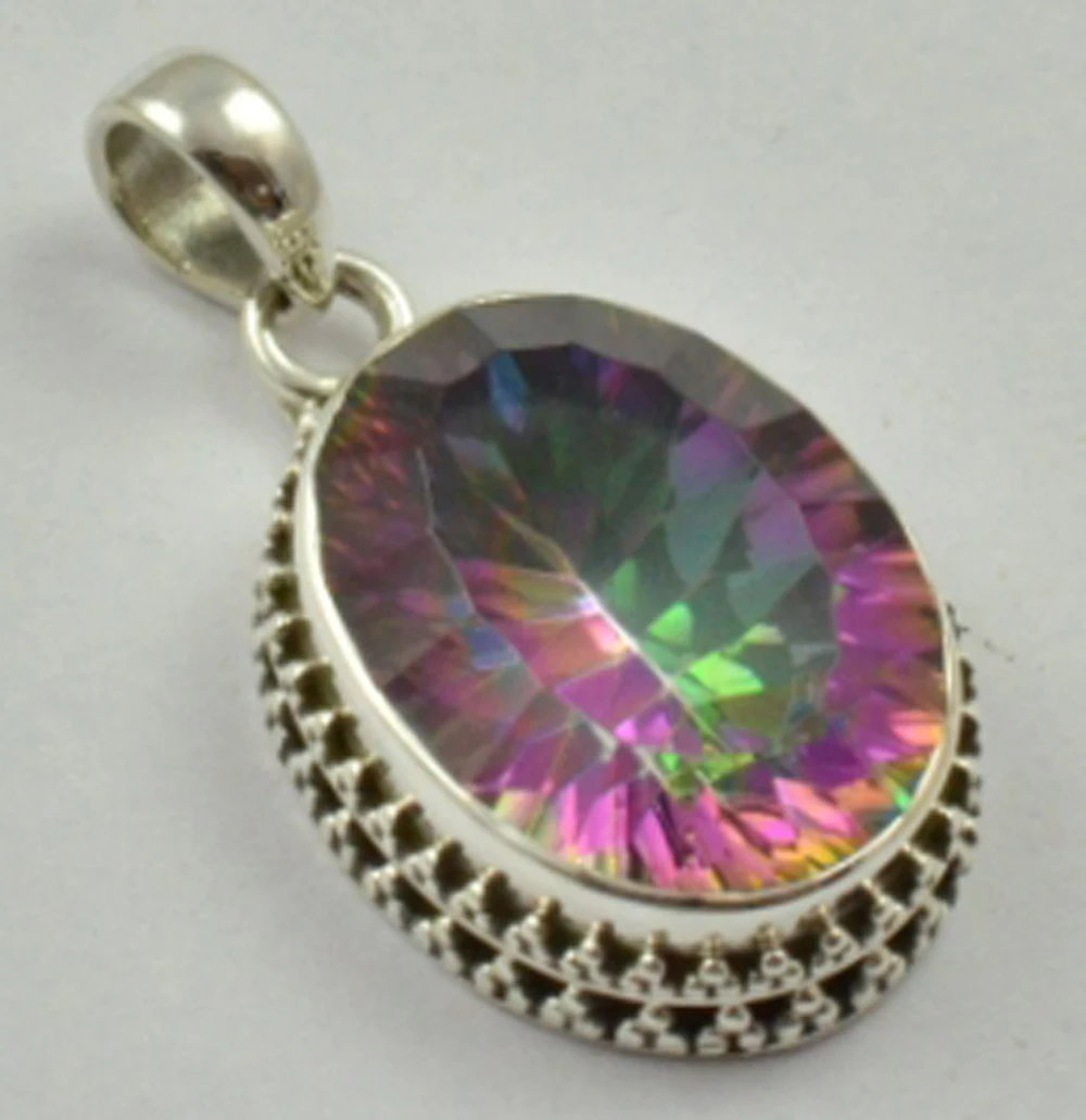 

Lovegem Nature Mystic Topaz Pendant 925 Sterling Silver, 34.4 mm, MHBAP4609