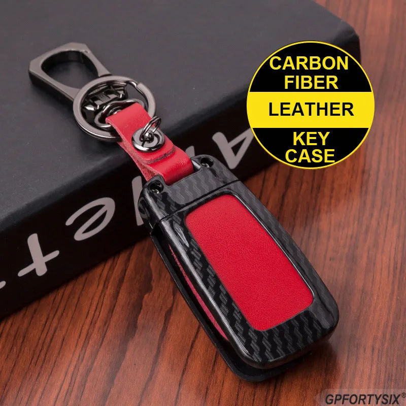 Carbon Fiber Smart Leather Car Key Case Protector Holder Chain Fob Cover Accessories For Buick LaCrosse Enclave Regal | Автомобили и
