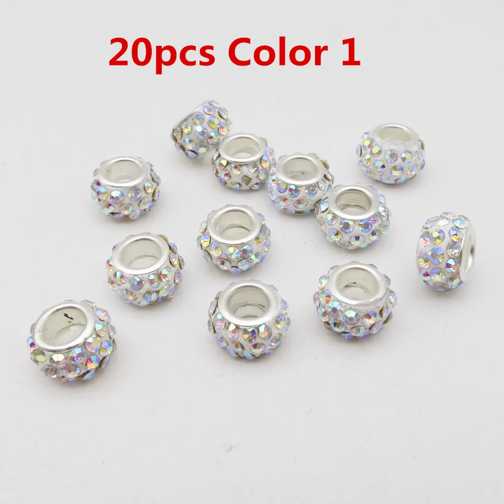 20pcs Color 1 20 шт./упак. разные цвета Стразы, подвязанные лентой, с объемной волной, дредлоки, для увеличения объема, бусины кольца трубки для волос Средства для укладки волос - Цвет: 20pcs Color 1