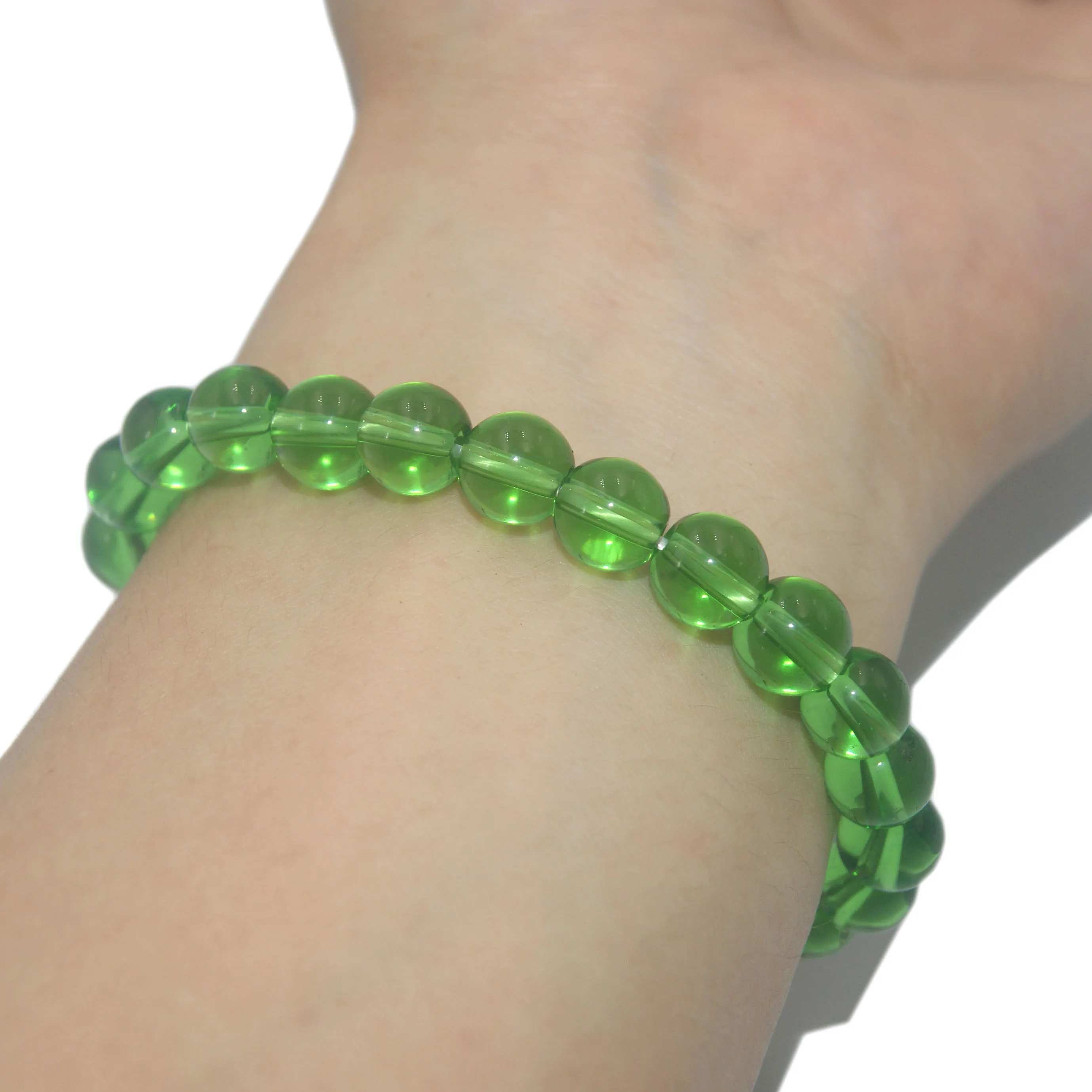 Green glass 6 8 10 мм модный натуральный камень браслет для мужчин тигровый глаз Кристалл Агаты нашли жемчуг Йога стрейч браслет для пары - Окраска металла: Green glass