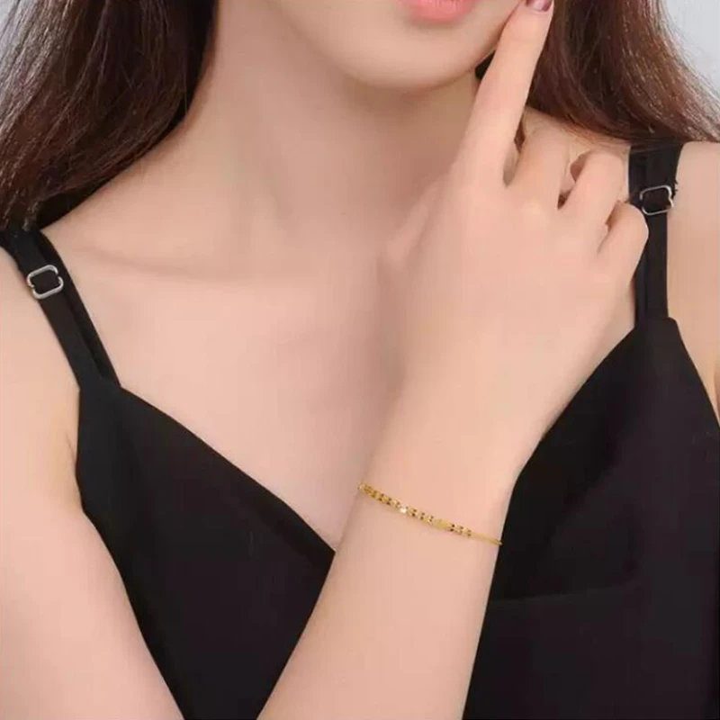 

KUGG 118K Au750 Solid Yellow/Rose Gold Bracelet Women Birthday Gift Bracelet Fashion Women Bangle Fine Handmade Bracelet Jewelry
