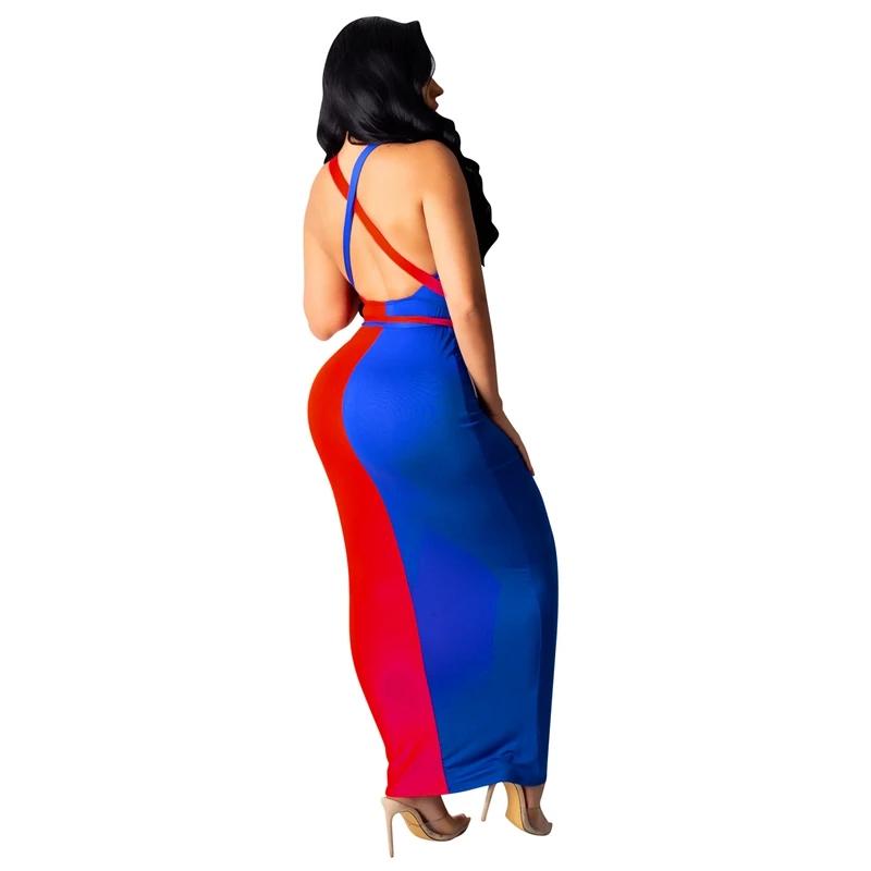 Женское вечернее платье с открытой спиной длинное облегающее цветным пэчворком