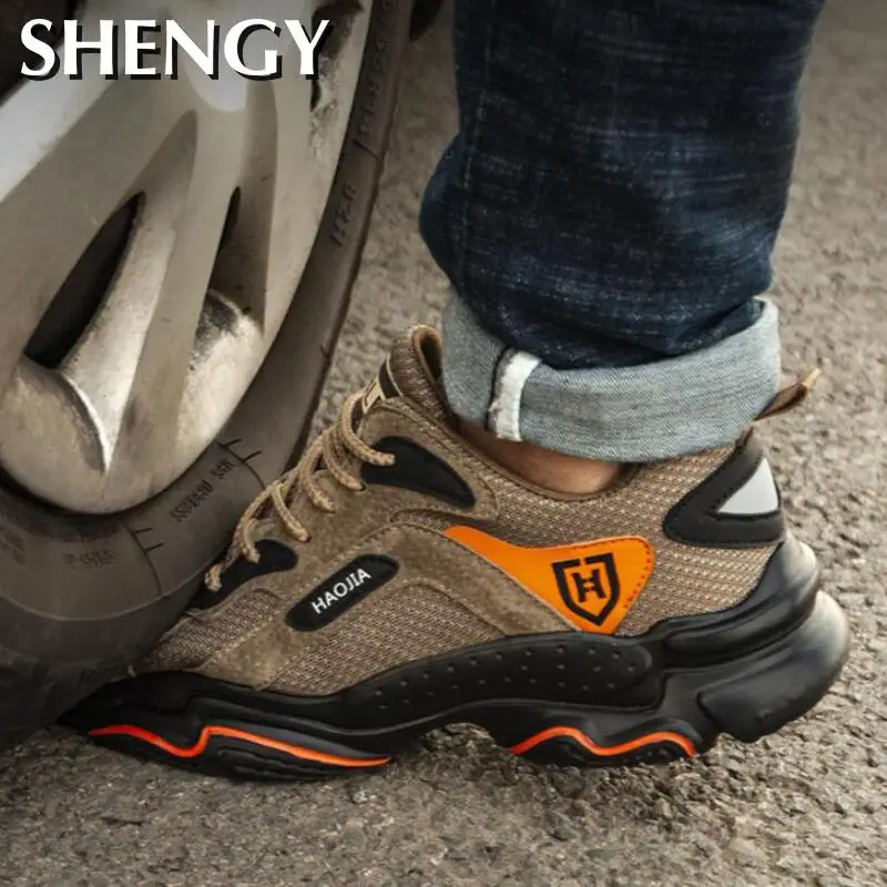 Мужские кроссовки со стальным носком легкая дышащая Нескользящая защитная обувь